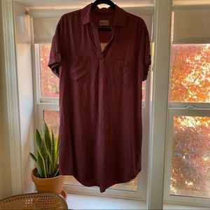 burgundy shirt dress